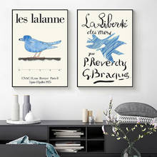 Blue Bird Painting by Les Lalanne on Canvas Painting La liberte Vintage Exhibition Posters and Prints Gallery Wall Art Pictures 2024 - buy cheap