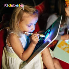 Tablero de dibujo luminoso de gran tamaño para niños, juguete para dibujar en la oscuridad, con bolígrafo fluorescente con luz, tamaño A3, juguete educativo para niños 2024 - compra barato