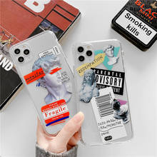 Funny Cute Art Statue Label Soft Phone Case For iPhone 12 mini 11 Pro Max 7 8 Plus SE 2020 X XR XS Max Cover Transparent Case 2024 - buy cheap