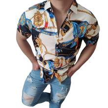 7xl Luxury Carriage Chain Printed Mens Short Sleeve Shirts Wide Designer Oversized Summer Blouse Hawaii Beachwear Cheap Clothes 2024 - buy cheap