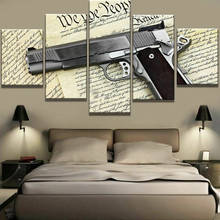 Short gun and Newspapers Posters 5pcs Modern Home Wall Decor Canvas Picture Art HD Print Painting On Canvas for Living Room 2024 - buy cheap