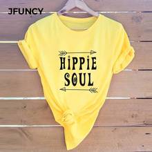 JFUNCY-Camiseta de talla grande para mujer, ropa con estampado de flechas de alma Hippie para mujer, camisetas de manga corta, camisetas para mujer 2024 - compra barato