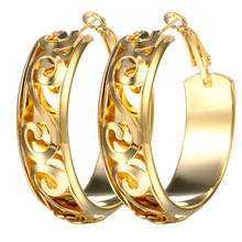 Trendy Luxury Gold Color Hoop Earrings Classic Round Circle Earring Fashion Jewelry for Women Wedding Anniversary Gift 2024 - buy cheap