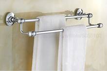 Полотенце бар двойной полотенцесушитель для ванной современные настенные хромированные квадратные полотенца Держатель Аксессуары для ванной комнаты zba802 2024 - купить недорого