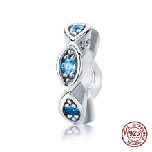 womak Blue Zircon Eye Charm fit bangle Bracelet Original Beads for Women 925 Sterling Silver Jewelry Gift Free Shipping 2024 - buy cheap