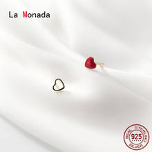 La Monada-pendientes asimétricos de plata 925 para mujer, joyería fina con forma de corazón rojo, 925 2024 - compra barato