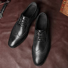 Mens Shoes Casual Luxury Derby Shoes Genuine Leather Business Brogue Shoes Pointed Toe Elegant Formal Shoes High Quality Oxford 2024 - buy cheap