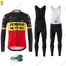Jumbo Visma Belgium-Conjunto de ropa de ciclismo, Jersey de manga larga, pantalones de ciclismo de carretera, campeón belga, 2021 2024 - compra barato