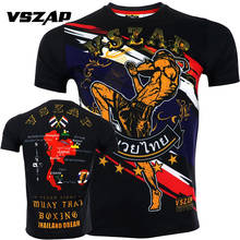 Camiseta masculina vszap de secagem rápida, camiseta de algodão elástica para combate muay thai, transmissão e sanda 2024 - compre barato