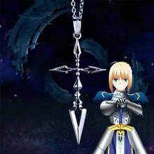 Pingente de cruz fate zero saber, colar de prata esterlina s925, acessórios de cosplay, joia para homens e mulheres 2024 - compre barato