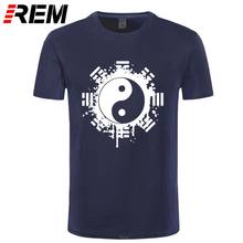 Camiseta masculina rem, moda verão, roupa chinesa, tai chi 8, bonecos, ying yang, camiseta de algodão estampada 2024 - compre barato