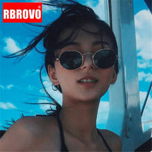 RBROVO 2021 Oval Sunglasses Women Brand Designer Metal Luxury Round Glasses For Men Vintage Mirror UV400 Shopping Oculos De Sol 2024 - buy cheap