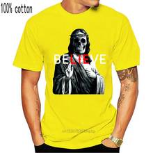 Blackcraft забавная черная футболка с изображением Иисуса Христа и черепа верьте сатану, модные классические топы, футболка 2024 - купить недорого