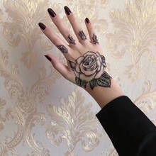Водостойкая Временная тату-наклейка, цветок, роза, искусственная тату флэш-тату, руки, пальцы, назад, тату, боди-арт для женщин и мужчин 2024 - купить недорого