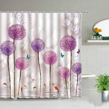 Flowers Plant Shower Curtains 3D Simple Purple Dandelion Flower Printing Polyester Home Decoration Waterproof Bathroom Curtain 2024 - buy cheap