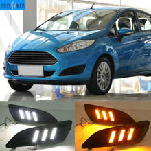 1Pair for Ford Fiesta 2013 2014 2015 2016 LED Daytime Running Light LED DRL Fog lamp cover Yellow Turning signal Lights 2024 - buy cheap