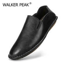 Sapatos casuais masculinos de couro genuíno tamanho grande 38-47 loafer design condução calçados planos deslizamento em mocassins masculinos sapatos walkerpeak 2024 - compre barato