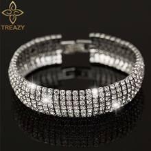 Trezay pulseira feminina com cristais clássica vintage, bracelete com faixa de cristais cristalinos, joias para festa de casamento 2024 - compre barato