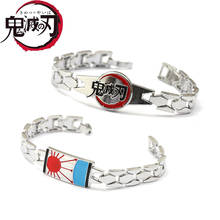 Anime demônio slayer kimetsu não yaiba pulseira homem kamado tanjirou metal japonês cosplay adereços lâmina de demônio bangle para mulher 2024 - compre barato