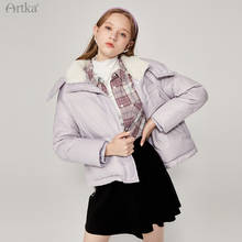 ARTKA 2020 Winter New Women Down Jacket Fashion Casual Plaid 90% White Duck Down Coat Warm Hooded Short Down Jacket DK22003D 2024 - buy cheap