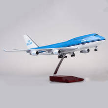 47CM 1:160 Scale Airplanes Boeing B747 KLM Royal Dutch Airlines Aircraft Model With Wheel Diecast Resin Plane Collectible Gift 2024 - buy cheap