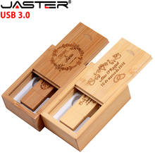 Jaster pendrive usb 3.0, madeira + caixa de memória, logotipo personalizado, 4gb, 8gb, 16gb, 32gb, 64gb, 128gb 2024 - compre barato