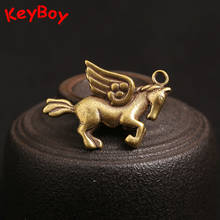 Brass Cute Flying Horse Keychain Pendants Vintage Animal Figurine Car Key Chain Ring Handbag Hangings Jewelry Children Keyrings 2024 - buy cheap