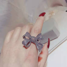 2020 новый дизайн модное ювелирное открытие регулируемое преувеличенное кольцо с бантом роскошное Кристальное кольцо для выпускного вечера для женщин 2024 - купить недорого