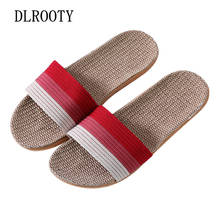 Women Men Slippers Sandals Flip Flops New Summer Fashion Striped Breathable Hemp Non-slip Shoes Home Slides Casual Comfortable 2024 - buy cheap