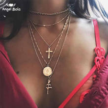 Fashion Multiple Layers Cross Necklaces For Women Charm Gold Color Chokers Necklace Boho Collares Female Party Jewelry 2024 - buy cheap