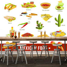 Papel de parede personalizado 3d, mural de comida tradicional mexicana para restaurante, cozinha, plano de fundo, decoração 2024 - compre barato