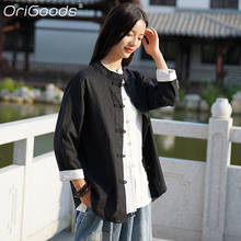 Origoods estilo chinês camisa feminina do vintage camisas de manga comprida blusa design original camisa blusa de linho de algodão topos femme c256 2024 - compre barato