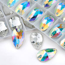 Piedras de vidrio AB de cristal de 11x18mm,17x28mm, base para, piedras de cristal, piedras para manualidades, piedras para vestidos, ropa y joyería 2024 - compra barato