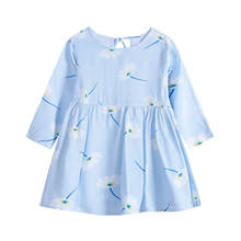 Qunq-vestido Floral de manga larga para niñas, ropa para bebés, vestidos de primavera y verano con estampado, novedad de 2021 2024 - compra barato