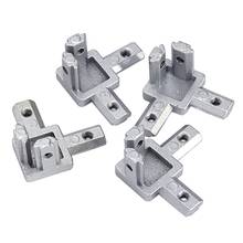 Conector de soporte de esquina de extremo de 3 vías para ranura en T, perfil de extrusión de aluminio, serie 2020, paquete de 4, con tornillos 2024 - compra barato