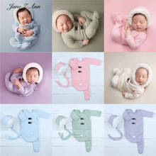 Newborn photography prop  winter 0-3 month baby photo clothing studio twins outfits solid color studio shooting hat+ jumpsuit 2024 - buy cheap