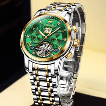 OLEVS 2021 Automatic Men's Watches Top brand luxury men watch Green mechanical wristwatch men waterproof reloj hombre 9910 2024 - buy cheap