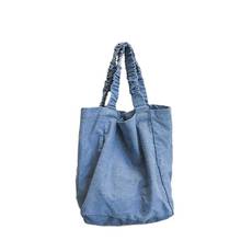 2022 New Women Denim Shoulder Bags Large Size Book Bags For Girls Vintage Style Folds Women Tote Handbags Drop Shipping M727 2024 - buy cheap