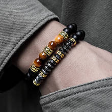 2020 Classic Round Tube Charm Hematite Bracelet For Men Luxury Natural Tiger Eye & Matte Bead Bracelet Men Jewelry Gift 2024 - buy cheap