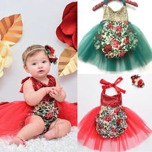 Wallarenear 0-24M Newborn Infant Baby Girl Christmas Romper Sleeveless Patchwork Jumpsuit 2Styles 2024 - buy cheap