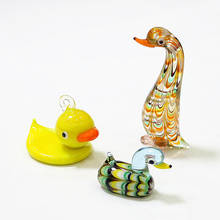 Estatuilla de pato de cristal en miniatura para niños, lindos animales de aves de corral vívidos, adornos artesanales, regalos para mesa de hogar, colección de decoración de jardín de hadas 2024 - compra barato