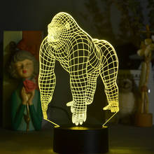 Orangutan Gorilla Chimpanzee 3D USB LED Lamp 7 Colors Changing Mood Laser Engraved Acrylic Illusion Table Decor Gift Night Light 2024 - buy cheap