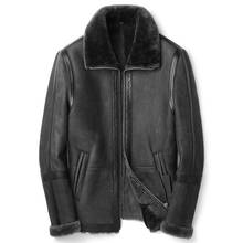 Shearling Mens Lapel Casual Fur Jacket Coat Autumn and Winter Wool Genuine Leather Clothes 2024 - buy cheap