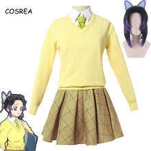 Anime Kimetsu no Yaiba Demon Slayer Kochou Shinobu Cosplay Costume Girls Shirt Skirt Sailor Suit Sweater JK School Uniform Wigs 2024 - buy cheap