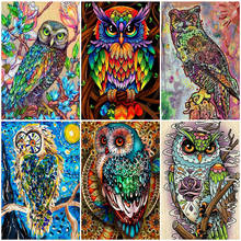 AZQSD Unframe DIY Paint By Numbers Owl Acrylic Paint Home Decor Drawing By Numbers Canvas Animal Handpainted Gift 2024 - buy cheap