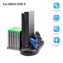Suporte vertical para xbox one x, carregador de controle com ventilador e armazenamento de jogo extra com 3 portas usb jogos 2024 - compre barato