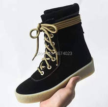 Qianruiti-botas militares masculinas de cano curto, super star kanye, plataforma grossa, crepe, exercito, cadarço, sapatos casuais 2024 - compre barato