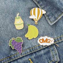Fruit Grapes Banana OMG Hot Air Balloon Brooch Bag Clothes Backpack Lapel Enamel Pin Badges Jewelry Gift For Friends Women 2024 - buy cheap