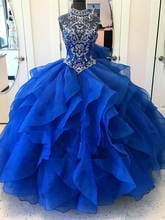 Sweet 16 Dress for 15 years Ball Gown Quinceanera Dress 2019 Luxury Beaded Crystal Debutante Gown Vestidos de 15 anos Royal Blue 2024 - buy cheap