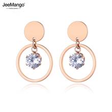 Jeemango brincos com parafuso de aço inoxidável, duplo círculo fashion ol, ouro rosa, cristais de orelha feitos à mão, joias para mulheres je19171 2024 - compre barato